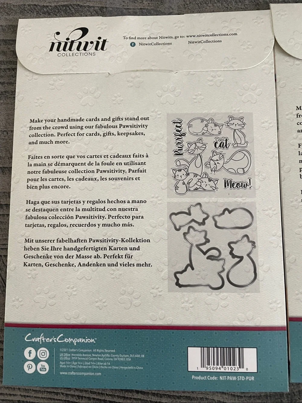 Nitwit collections “Paws-itivity” stamp and die set . Cats, Dogs. NEW